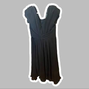 Suzi Chin for Maggy Boutique Sz 10 silk black short sleeved lined evening dress